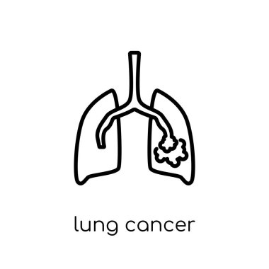 Akciğer kanseri simgesi. Modaya uygun modern düz doğrusal vektör akciğer kanseri simgesi ince çizgi hastalıkları koleksiyonu, düzenlenebilir anahattı kontur vektör çizim üzerinden beyaz arka plan üzerinde