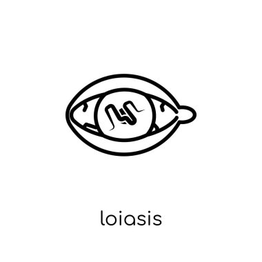 Loiasis simgesi. Modaya uygun modern düz doğrusal vektör Loiasis simgesi ince çizgi hastalıkları koleksiyonu, düzenlenebilir anahattı kontur vektör çizim üzerinden beyaz arka plan üzerinde