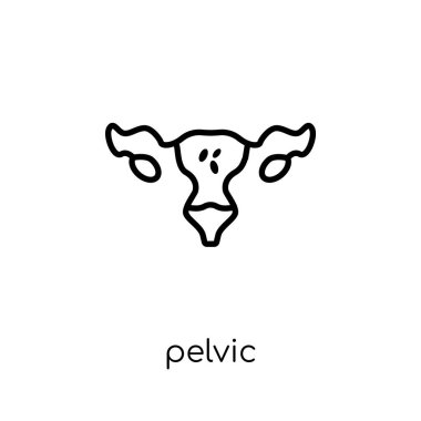 Pelvik inflamatuar hastalık simgesi. Modaya uygun modern düz doğrusal vektör Pelvik inflamatuar hastalık kutsal kişilerin resmi üstünde ince çizgi hastalıkları koleksiyonu, Anahat vektör çizim beyaz arka plan