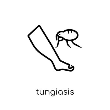 Tungiyaz simgesi. Modaya uygun modern düz doğrusal vektör Tungiyaz simgesi ince çizgi hastalıkları koleksiyonu, düzenlenebilir anahattı kontur vektör çizim üzerinden beyaz arka plan üzerinde