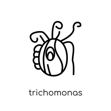 Trikomonas enfeksiyonu (trichomoniasis) simgesi. İnce çizgi hastalıkları Collection, Anahat vektör çizim beyaz arka plan üzerinde trendy modern düz doğrusal vektör Trikomonas enfeksiyonu (trichomoniasis) simgesi