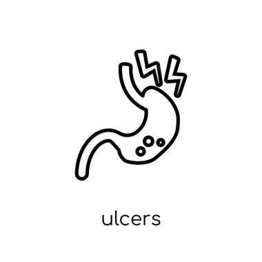 Ulcers icon. Trendy modern flat linear vector Ulcers icon on white background from thin line Diseases collection, editable outline stroke vector illustration clipart