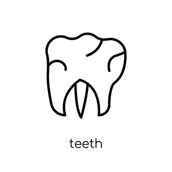 Icono Dientes Moderno Moderno Vector Lineal Plano Dientes Icono Sobre — Vector de stock