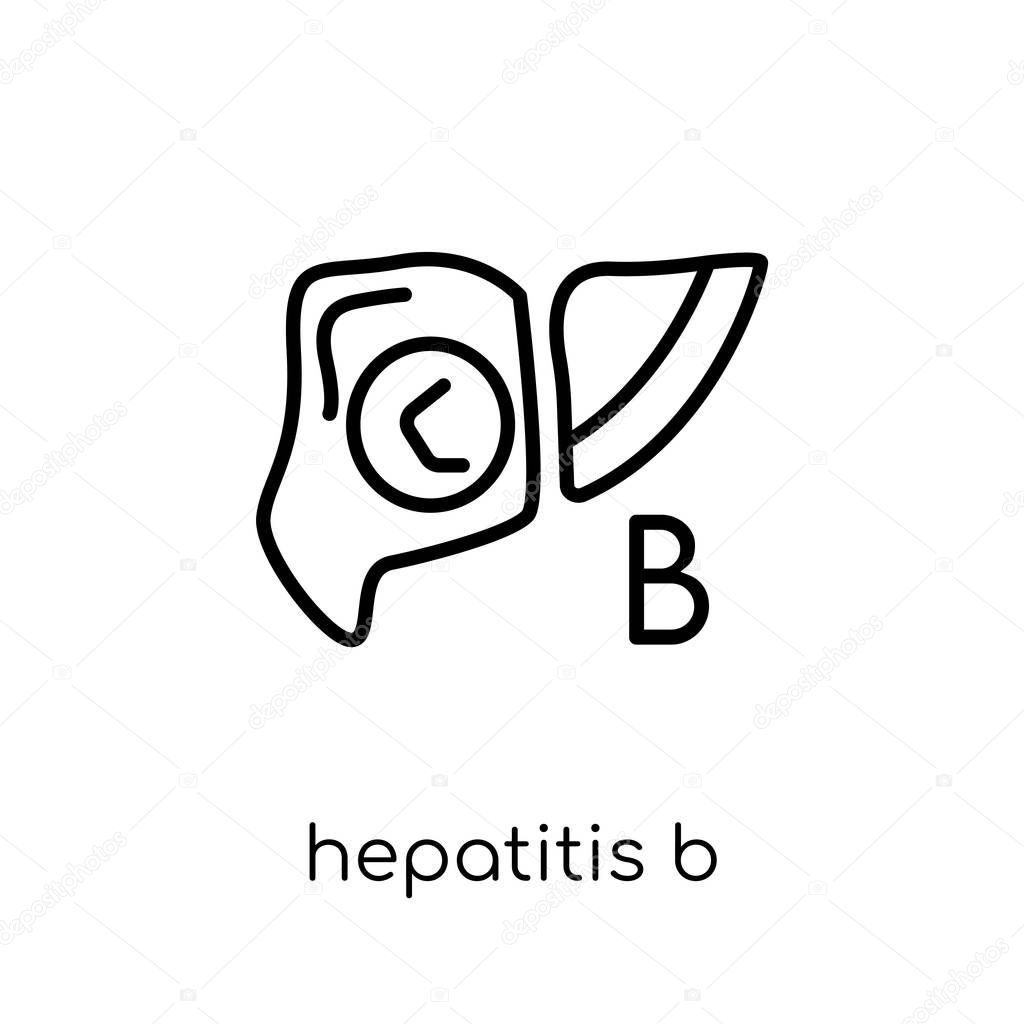 Hepatitis B icon. Trendy modern flat linear vector Hepatitis B icon on white background from thin line Diseases collection, editable outline stroke vector illustration