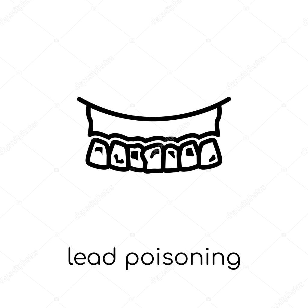 Lead poisoning icon. Trendy modern flat linear vector Lead poisoning icon on white background from thin line Diseases collection, editable outline stroke vector illustration