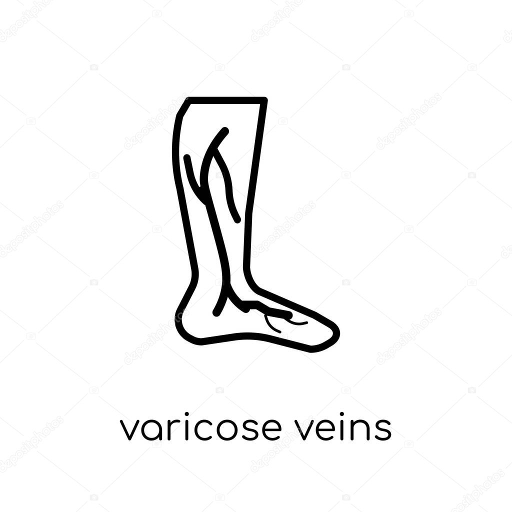 Varicose veins icon. Trendy modern flat linear vector Varicose veins icon on white background from thin line Diseases collection, editable outline stroke vector illustration