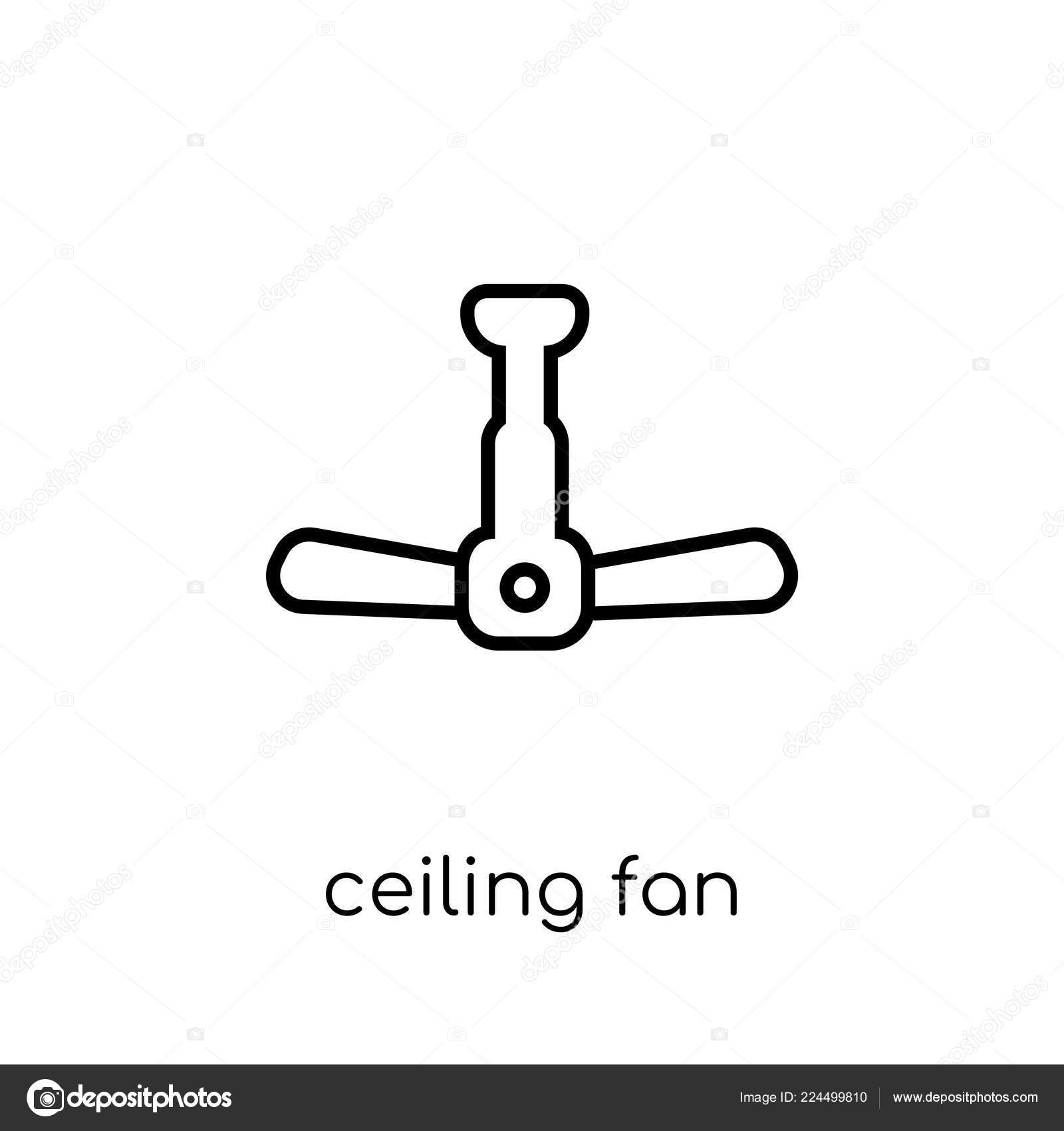 Ceiling Fan Icon Trendy Modern Flat Linear Vector Ceiling Fan