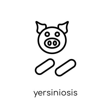 Yersiniosis simgesi. Modaya uygun modern düz doğrusal vektör Yersiniosis simgesi ince çizgi hastalıkları koleksiyonu, düzenlenebilir anahattı kontur vektör çizim üzerinden beyaz arka plan üzerinde