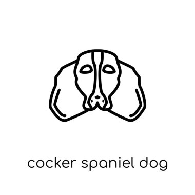 Cocker Spaniel köpek simgesi. Koleksiyon, düzenlenebilir anahattı kontur vektör çizim trendy modern düz doğrusal vektör Cocker Spaniel köpek simgesi ince çizgi üzerinden beyaz arka plan üzerinde köpekler