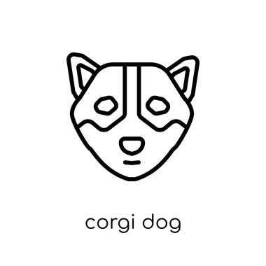 Corgi köpek simgesi. Modaya uygun modern düz doğrusal vektör Corgi köpek simgesi ince çizgi köpekler Collection, düzenlenebilir anahattı kontur vektör çizim beyaz arka plan üzerinde