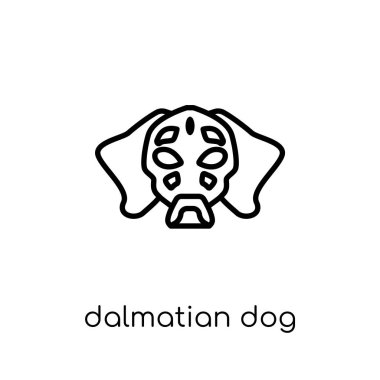Dalmaçya köpeği simgesi. Modaya uygun modern düz doğrusal vektör ince çizgi köpekler Collection, düzenlenebilir anahattı kontur vektör çizim beyaz arka plan simgesine Dalmaçya köpeği