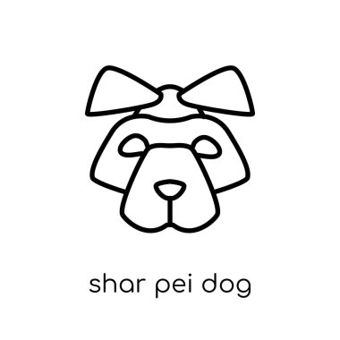 Shar Pei Köpek simgesi. Koleksiyon, düzenlenebilir anahattı kontur vektör çizim trendy modern düz doğrusal vektör Shar Pei Köpek simgesi ince çizgi üzerinden beyaz arka plan üzerinde köpekler