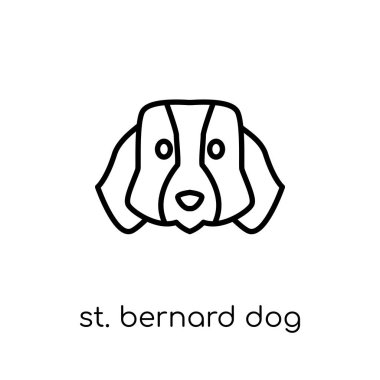 St. Bernard köpeği simgesi. Koleksiyon, düzenlenebilir anahattı kontur vektör çizim trendy modern düz doğrusal vektör St. Bernard köpeği simgesi ince çizgi üzerinden beyaz arka plan üzerinde köpekler