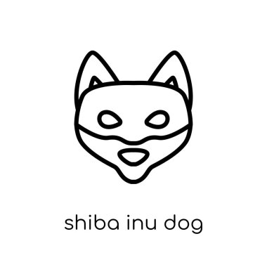 Shiba Inu köpek simgesi. Modaya uygun modern düz doğrusal vektör Shiba Inu köpek simgesi ince çizgi köpekler Collection, düzenlenebilir anahattı kontur vektör çizim beyaz arka plan üzerinde