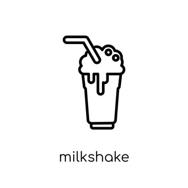 milkshake simgesi. Modaya uygun modern düz doğrusal vektör milkshake simgesi ince çizgi içecekler Collection, Anahat vektör çizim beyaz arka plan üzerinde