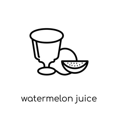 karpuz suyu simgesi. Modaya uygun modern düz doğrusal vektör karpuz suyu simgesi ince çizgi içecekler Collection, Anahat vektör çizim beyaz arka plan üzerinde