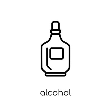 alkol simgesi. Modaya uygun modern düz doğrusal vektör alkol simgesi ince çizgi içecekler Collection, Anahat vektör çizim beyaz arka plan üzerinde