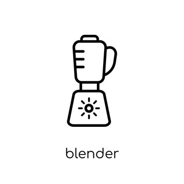 Blender simgesi. Modaya uygun modern düz doğrusal vektör ince çizgi elektronik cihazlar koleksiyonu, düzenlenebilir anahattı kontur vektör çizim üzerinden beyaz arka plan üzerinde Blender simgesi