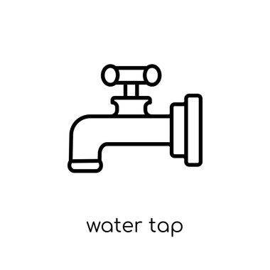 Su dokunun simgesi. Modaya uygun modern düz doğrusal vektör su dokunun ince çizgi ekoloji koleksiyonu, Anahat vektör çizim beyaz arka plan üstünde kutsal kişilerin resmi