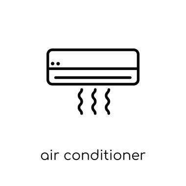 Klima simgesi. Modaya uygun modern düz doğrusal vektör ince çizgi elektronik cihazlar koleksiyonu, düzenlenebilir anahattı kontur vektör çizim üzerinden beyaz arka plan üzerinde Klima simgesi