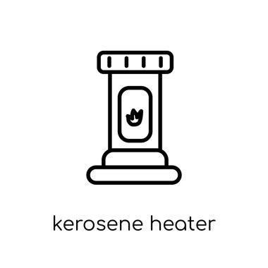 gazyağı ısıtıcı simgesi. Modaya uygun modern düz doğrusal vektör gazyağı ısıtıcı simgesi ince çizgi elektronik cihazlar koleksiyonu, düzenlenebilir anahattı kontur vektör çizim üzerinden beyaz arka plan üzerinde