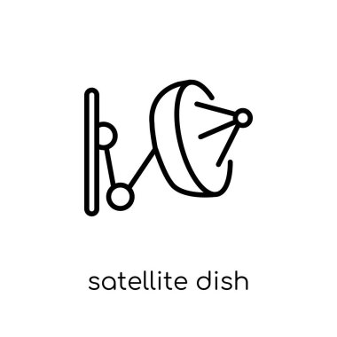 Uydu çanağı simgesi. Modaya uygun modern düz doğrusal vektör ince çizgi elektronik cihazlar koleksiyonu, düzenlenebilir anahattı kontur vektör çizim beyaz arka plan uydu çanağı simgesine