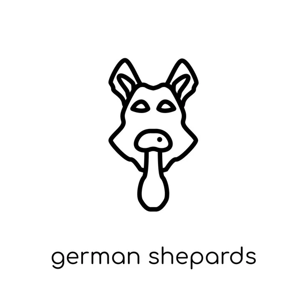 Ikon Anjing Shepards Jerman Trendy Modern Datar Vektor Linear Jerman - Stok Vektor