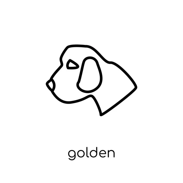 Golden Retriever Icona Del Cane Trendy Moderno Vettore Lineare Piatto — Vettoriale Stock