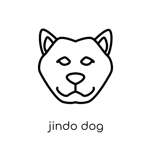 Icona Del Cane Jindo Trendy Moderno Vettore Lineare Piatto Icona — Vettoriale Stock