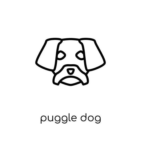 Icono Del Perro Puggle Moderno Moderno Vector Lineal Plano Puggle — Vector de stock