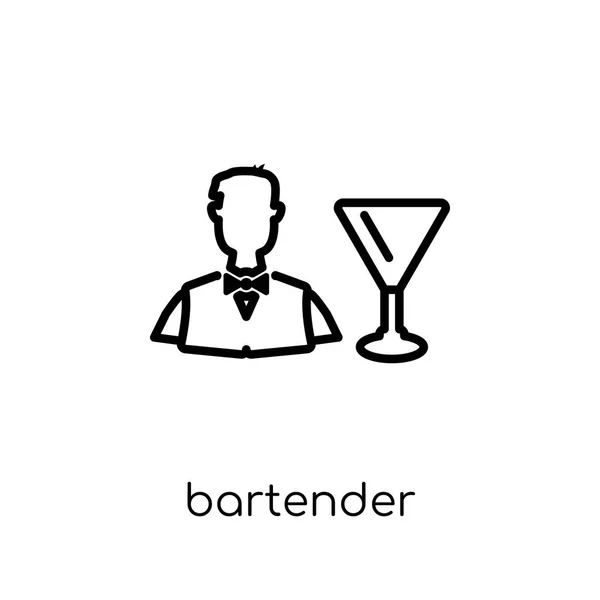 Bartender Icon Trendy Modern Flat Linear Vector Bartender Icon White — Stock Vector