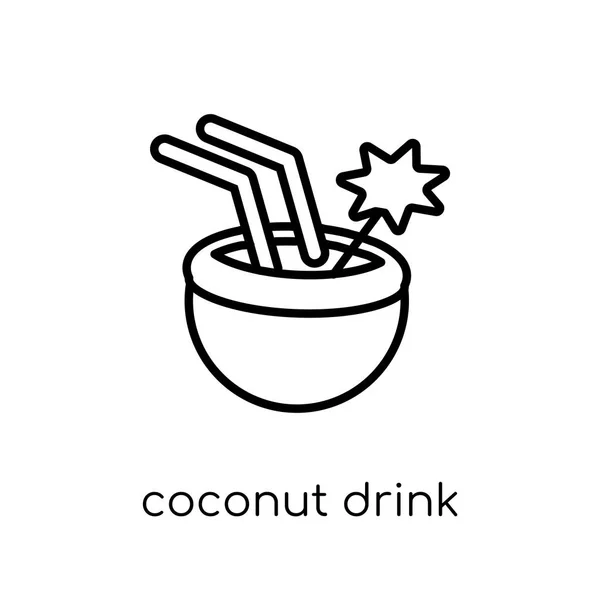 Kokosdrink Ikone Trendige Moderne Flache Lineare Vektor Kokosnuss Drink Ikone — Stockvektor