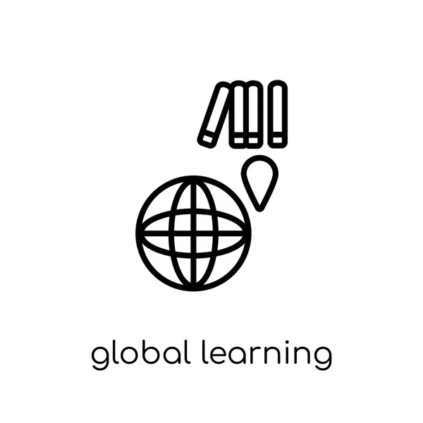 Globales Lernsymbol Trendige Moderne Flache Lineare Vektor Globales Lernen Symbol — Stockvektor