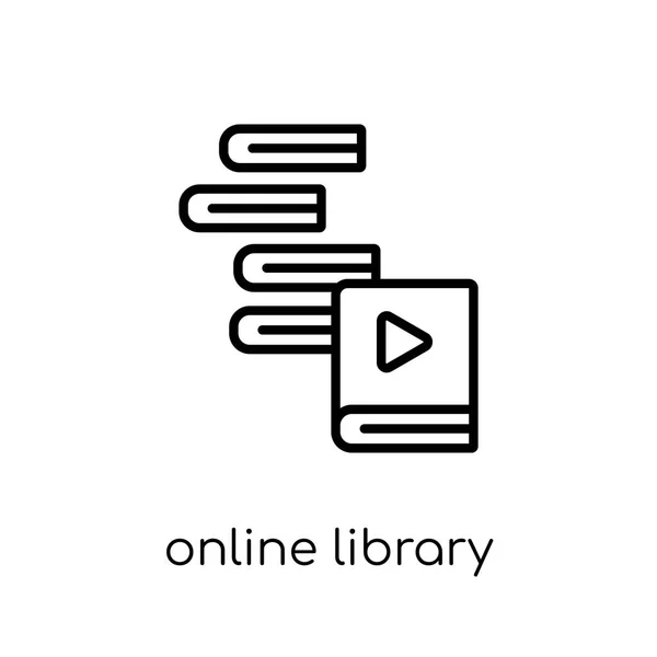 Icona Della Biblioteca Online Trendy Modern Flat Linear Vector Online — Vettoriale Stock