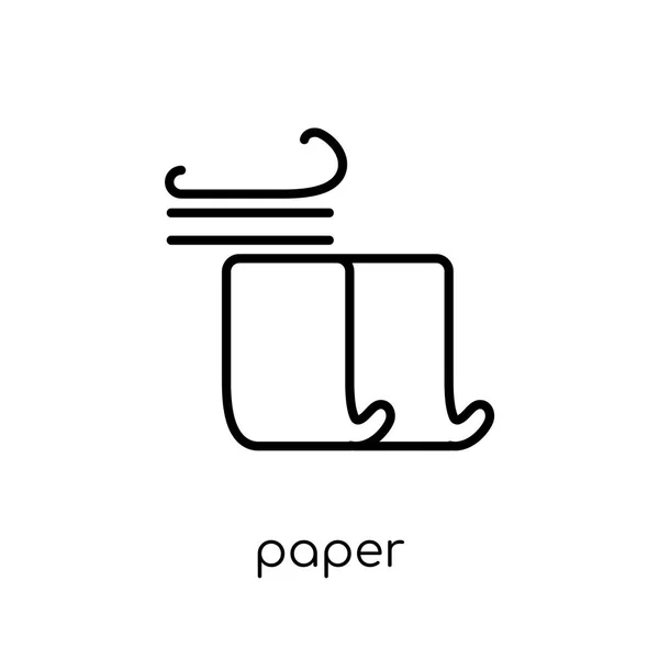 Papír Icon Divatos Modern Lakás Lineáris Vektor Papír Ikon Fehér — Stock Vector