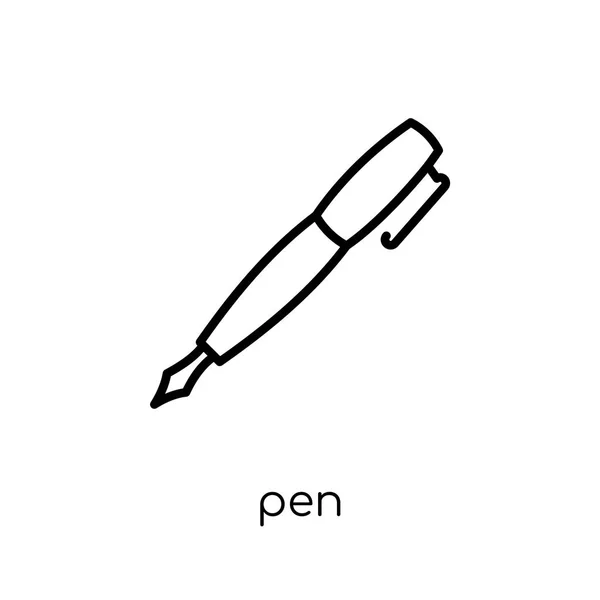 Иконка Пера Модный Современный Плоский Линейный Вектор Ручка Иконка Белом — стоковый вектор