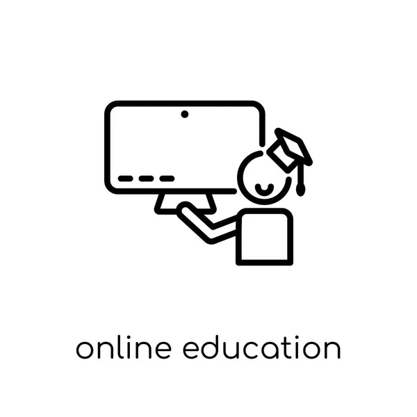 Online Bildungsikone Trendige Moderne Flache Lineare Vektor Online Bildung Symbol — Stockvektor