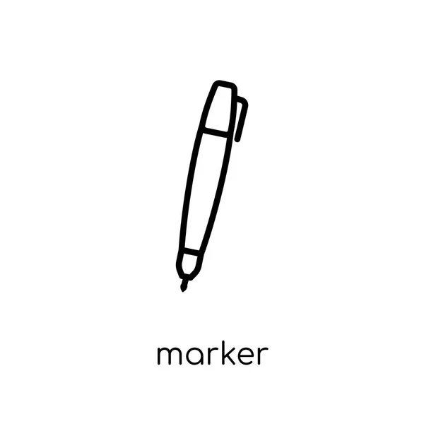 Значок Маркера Модный Современный Плоский Линейный Вектор Значок Маркера Белом — стоковый вектор