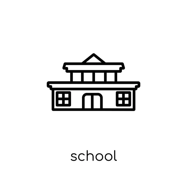 School Icon Trendy Modern Flat Linear Vector School Icon White — Stock Vector