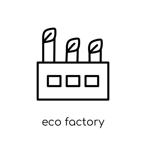 Eco Fabryka Ikona Modny Nowoczesny Liniowych Płaskich Wektor Eco Fabryka — Wektor stockowy