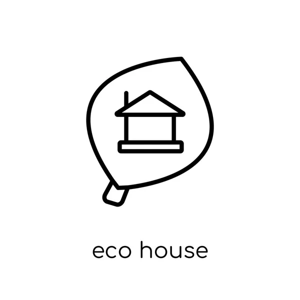 エコの家のアイコンです 細い線生態学コレクション 概要のベクトル図から白い背景の上のモダンなフラット線形ベクトル エコ家アイコンはトレンディです — ストックベクタ