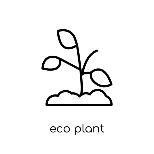 エコ植物アイコン 流行のモダンなフラット線形ベクトル エコ植物生態学コレクション アウトライン ベクトル図の細い線から白い背景の上のアイコン — ストックベクタ