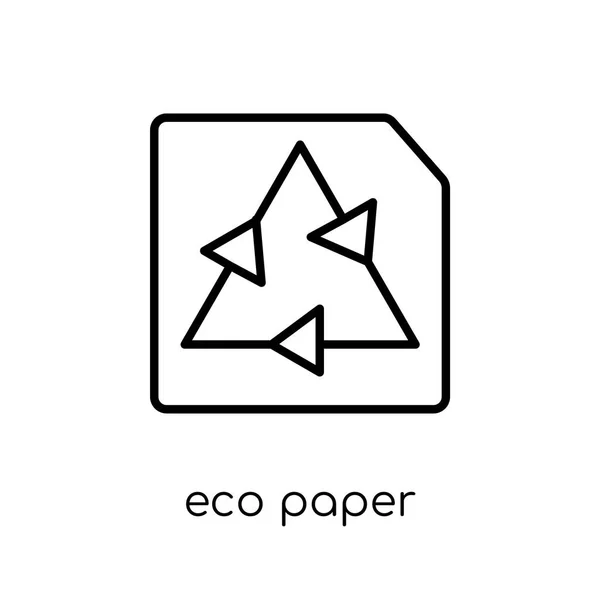エコ紙のアイコン 細い線生態学コレクション 概要のベクトル図から白い背景の上のモダンなフラット線形ベクトル エコ紙アイコンはトレンディです — ストックベクタ
