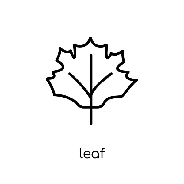 Leaf Icon Trendy Modern Flat Linear Vector Leaf Icon White — Stock Vector