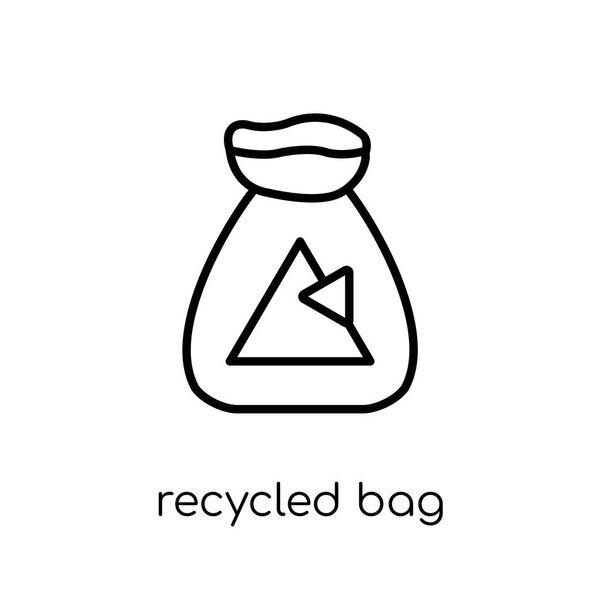recycled bag icon. Trendy modern flat linear vector recycled bag icon on white background from thin line Ecology collection, outline vector illustration