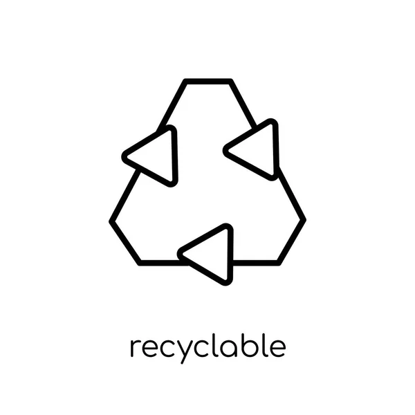 Recyclable Icon Trendy Modern Flat Linear Vector Recyclable Icon White — Stock Vector