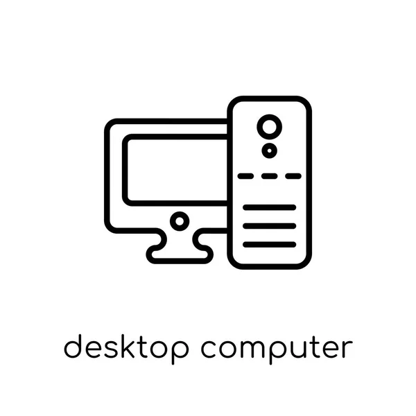 Desktop Computer Icon Trendy Modern Flat Linear Vector Desktop Computer — Stock Vector