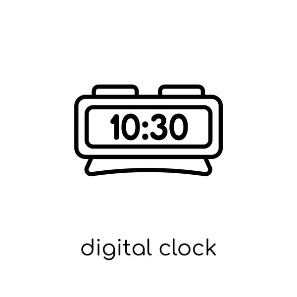 Icône Horloge Numérique Vecteur Linéaire Plat Moderne Mode Icône Horloge — Image vectorielle
