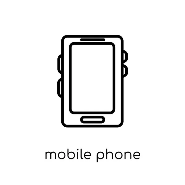 Mobiele Telefoonpictogram Trendy Modern Plat Lineaire Vector Mobiele Telefoonpictogram Witte — Stockvector
