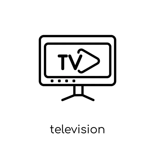 Телевізійна Ікона Модний Сучасний Плоский Лінійний Вектор Піктограма Телебачення Білому — стоковий вектор